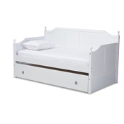 Baxton Studio Millie Cottage Farmhouse White Finished Wood Twin Size Daybed with Trundle